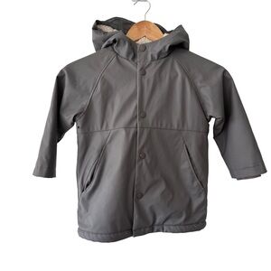 Zara Charcoal Hooded Sherpa Lined Raincoat for Kids
